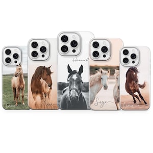 Funda personalizada para teléfono para amantes de los caballos, funda con nombre personalizado para iPhone, Samsung, Pixel imagen 1