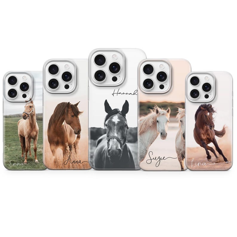 Funda personalizada para teléfono para amantes de los caballos, funda con nombre personalizado para iPhone, Samsung, Pixel imagen 1