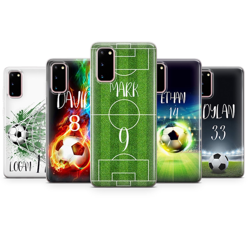 Custom Soccer Ball Phone Case Football Personalized gift Name Number for iPhone 15 14 13 12 11 XR 7 8 Samsung S24 S23 S21 S20 A15 Pixel 8 image 8