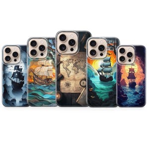 Coque de téléphone bateau pirate pour iPhone 16 15 14 13 12 Pro 11 XR 8, Samsung S25 S24 Fe S23 S22 A56 A16 A55 Pixel 9 Pro XL