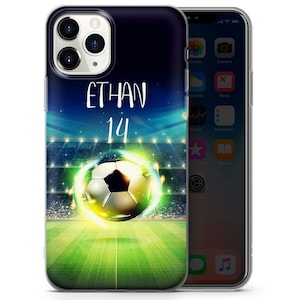 Custom Soccer Ball Phone Case Football Personalized gift Name Number for iPhone 15 14 13 12 11 XR 7 8 Samsung S24 S23 S21 S20 A15 Pixel 8 4