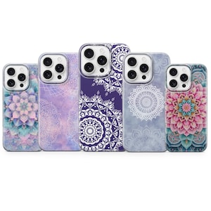 Mandala Phone Case Spiritual Boho Style Cover for iPhone 16 15 pro max 14 plus 13 12 Pro 11 XR 8 7, Samsung S25 S24 Fe A16 A56 A36, Pixel 9
