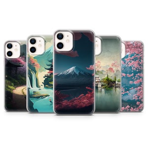 Fuji hill Phone Case Sakura cover for iPhone 16 plus 15 14 13 12 Pro 11 XR 8 7, Samsung S23 S22 A35 A55 A13 A14 S21 Fe S20, Pixel 9 Pro XL