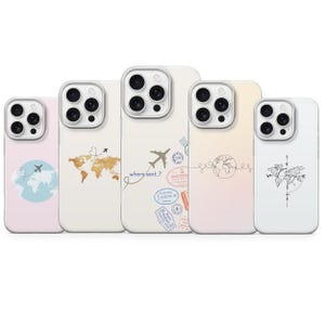 Minimalist Travel Phone Case Aesthetic World Map Cover for iPhone 17 pro max 16e 15 14 13 12  11 XR, Samsung S26 S25 S24 S23 A57 A37, Pixel