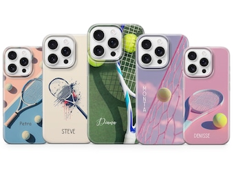 Tennis Phone Case Custom name Cover for iPhone 17 pro max 16e 15 14 13 12 mini 11 XR 8, Samsung S26 S25Fe S24 A57 A37 A17, Pixel 10