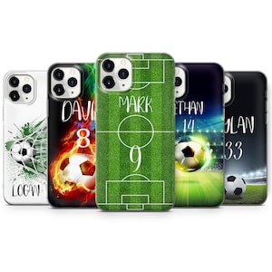 Personalisierte Fußball Handyhülle Custom Football Cover für iPhone 16+ 15 14 13 12 Pro 11 XR 8, Samsung S25 S24 S23 A16 A56, Pixel 9 pro XL
