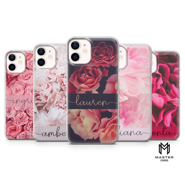 Made to Order Handyhülle Rosa Blumen Hülle für iPhone 15 14 13 12 Pro 11 XR 8 7, Samsung S23 S22 A73 A53 A13 A14 S21 Fe S20, Pixel 8 7 6A