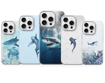 Shark Phone Case Ocean Animal Cover for iPhone 17 pro max 16e 15 plus 14 13 12 mini 11 XR 8, Samsung S25 S24 Fe A56 A16 A17, Pixel 10 pro xl