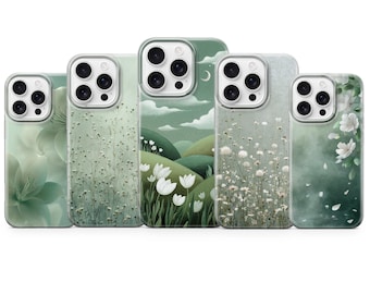 Sage Green Phone case Mint Minimalistic Cover for iPhone 17 Pro max 16e 15 14 13 12 mini 11 XR 8, Samsung S25 S24 Fe S23 A17 A56, Pixel 10