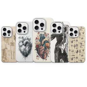 医療用電話ケース 人体解剖学カバー iPhone 17 Pro Max 16E 15 Plus 14 13 12 Mini 11 XR、Samsung S25 Fe S24 A56 A16 A17、Pixel 10 Pro用