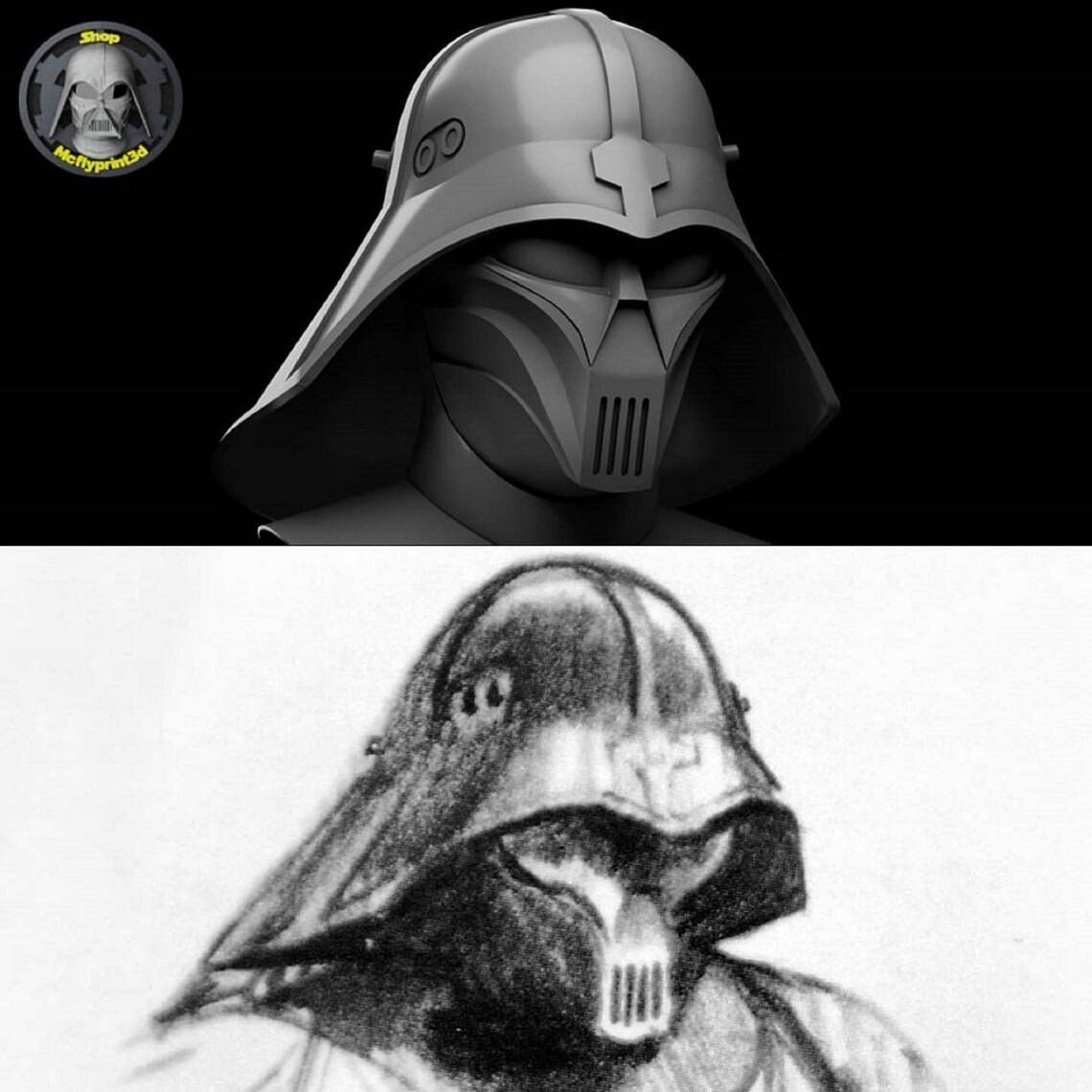 Darth Vader Helmet 3D Life Size ralph Mcquarrie Concept - Etsy