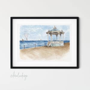 Dun Laoghaire Pier Bandstand Dublin Ireland Giclée Fine Art Print, Irish painting, Irish watercolour, Dublin print | A5, A4 & A3 available