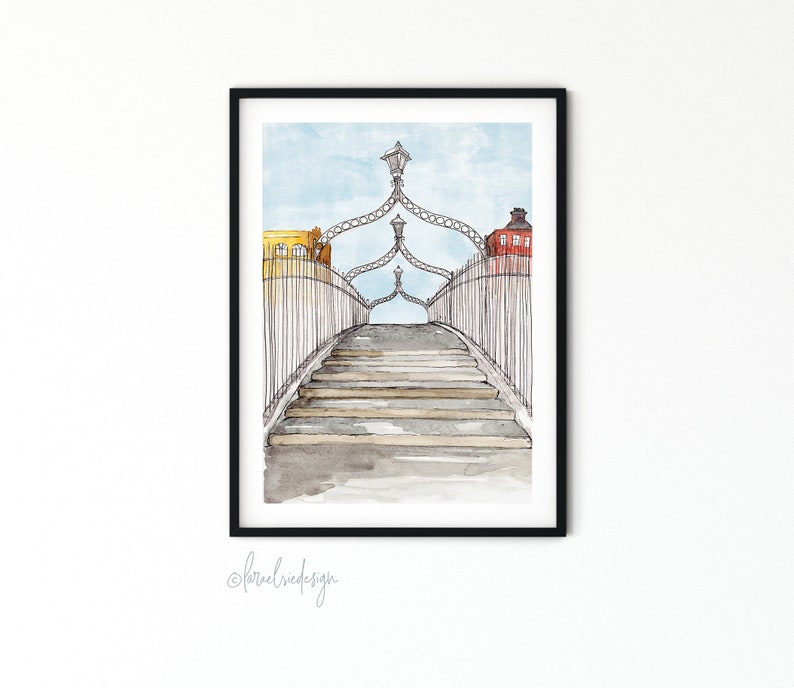 Ha'penny Bridge Dublin Ireland Fine Art Print, Irish Painting, Ireland