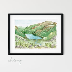 Glendalough Wicklow Ireland Watercolour print, Irish art, Irish painting, Irish landscape watercolour, Ireland painting | A5, A4 & A3 sizes