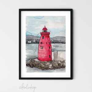 Poolbeg Lighthouse Dublin, Ireland Giclee Fine Art Print, Irish painting, Irish watercolour, Dublin print, Irish print | A5, A4 & A3 sizes