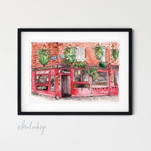 Stampa d&#39;arte giclée The Temple Bar Pub Dublino, pittura di Dublino, stampa di Dublino, pittura irlandese, acquerello irlandese / formati A5, A4 e A3 disponibili