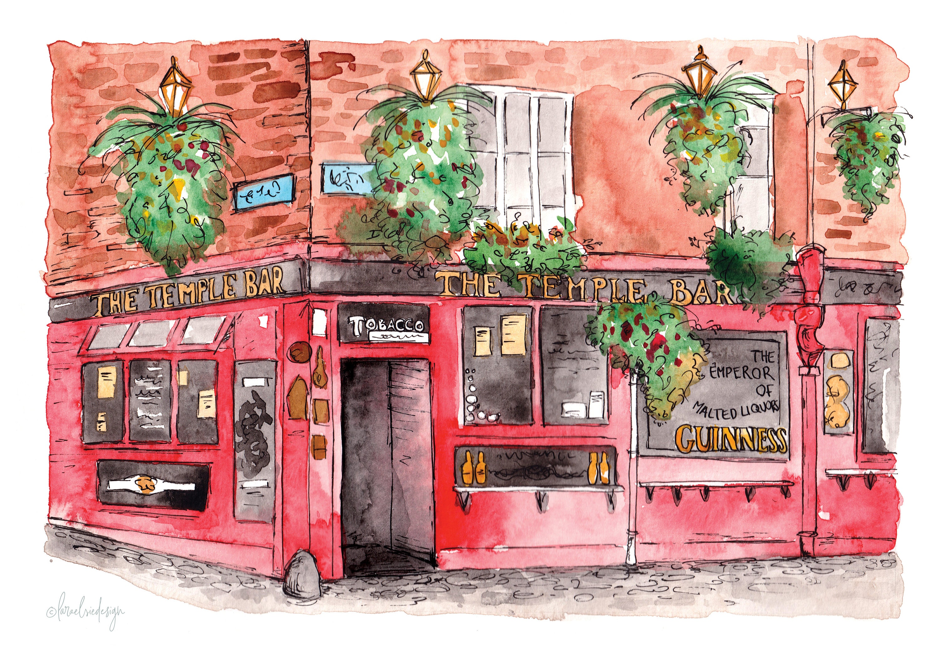 The Temple Bar Pub Dublin Giclee Art Print, Dublin Painting, Dublin print, pintura irlandesa