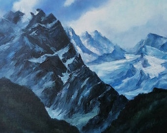 Mountain Painting Alps Landscape original oil on canvas Alpine painting mountain wall art