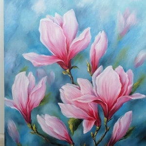 Magnolia Oil Painting on canvas Original blossom painting Wall art