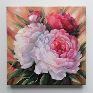 Original oil Painting Peony painting Flower bouquet painting Hand painted Ready to hang