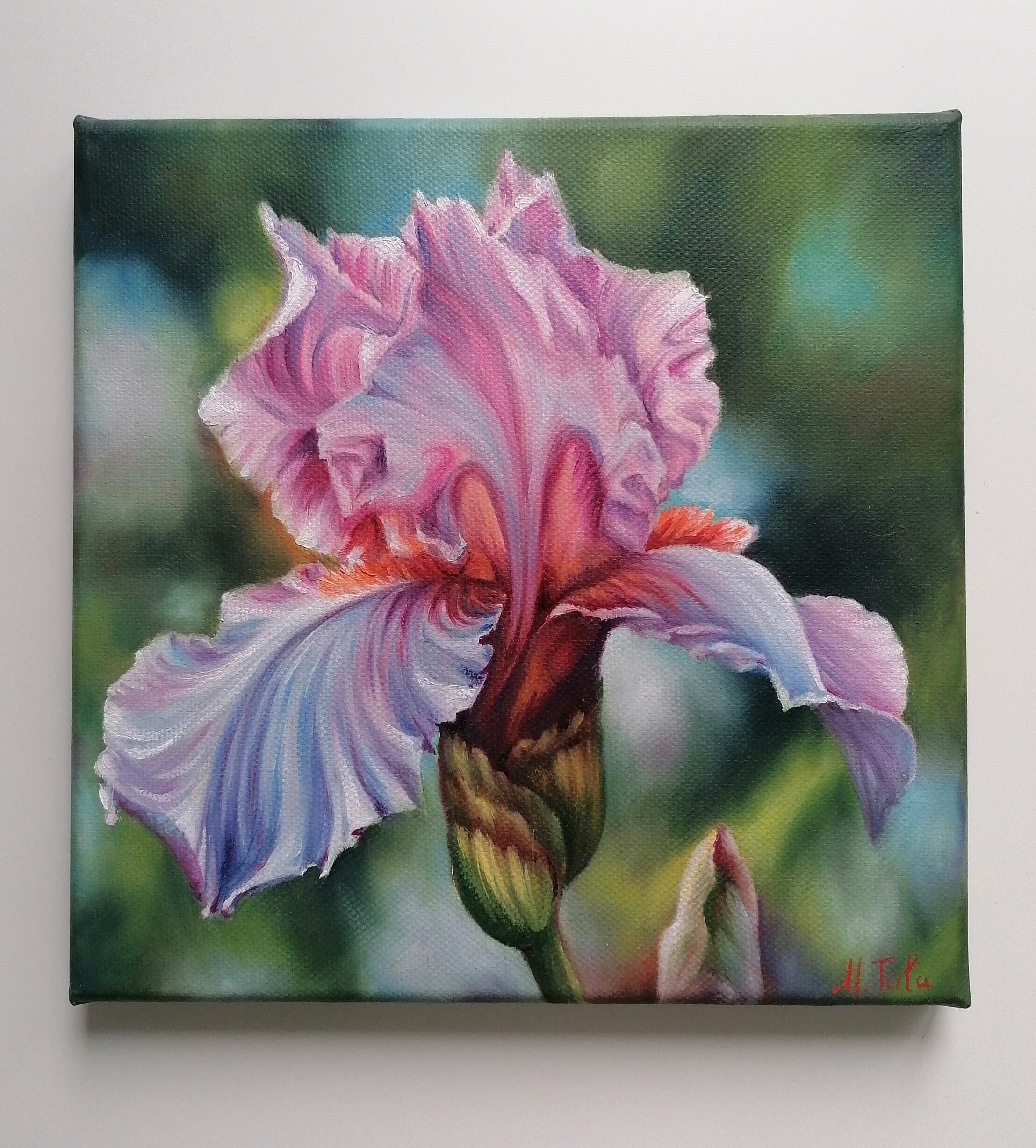 Purple Iris Painting Original Oil on Canvas Floral Wall Art Handmade ...