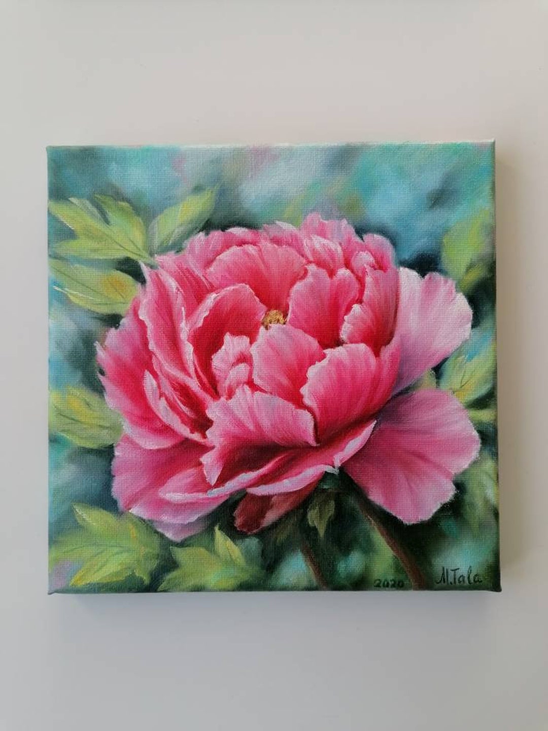 Pink Peony Oil Painting Original on Canvas Flower Painting - Etsy