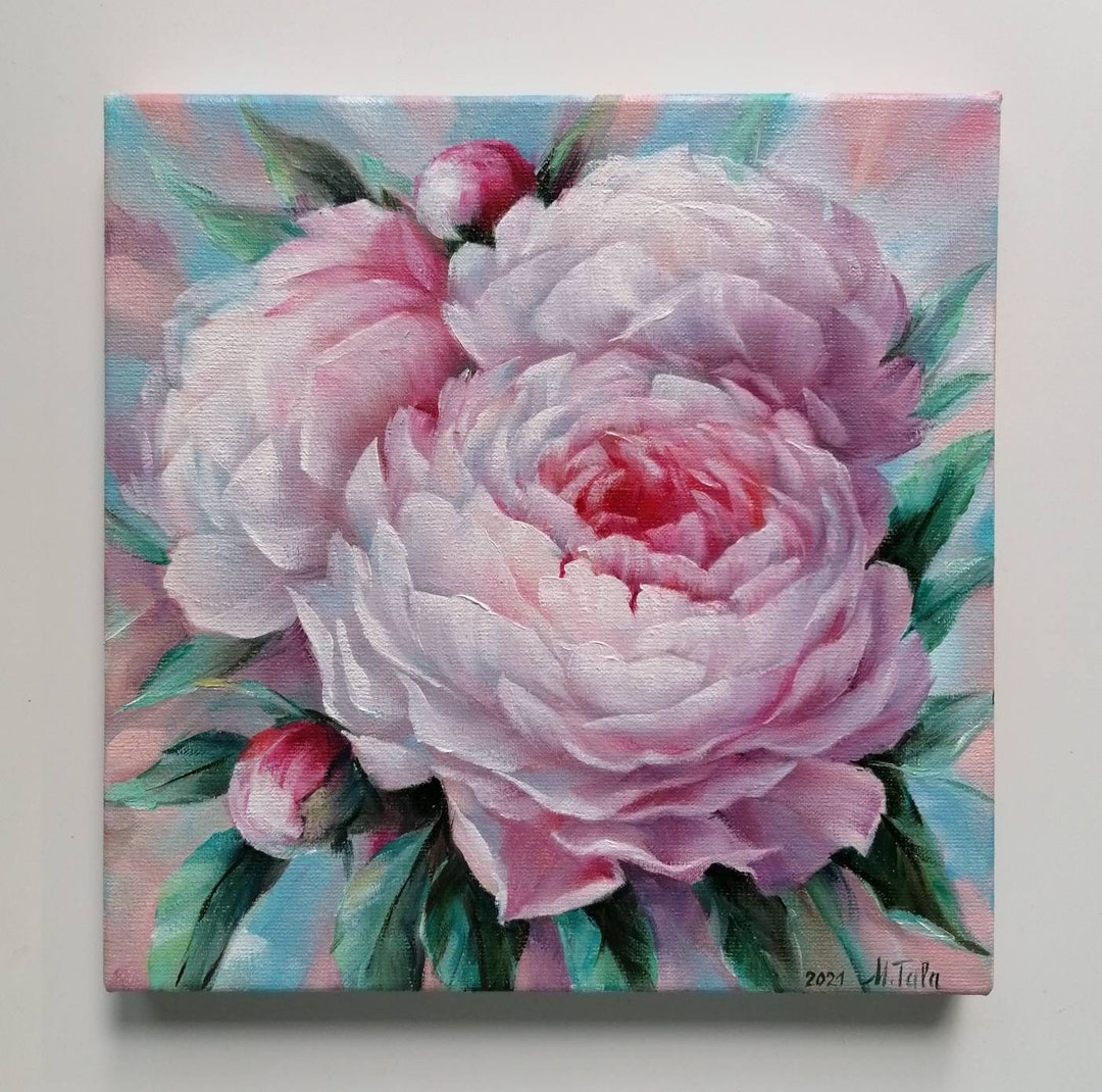 Peony Oil Painting Flower Painting Original Oil on Canvas Pink Flowers ...