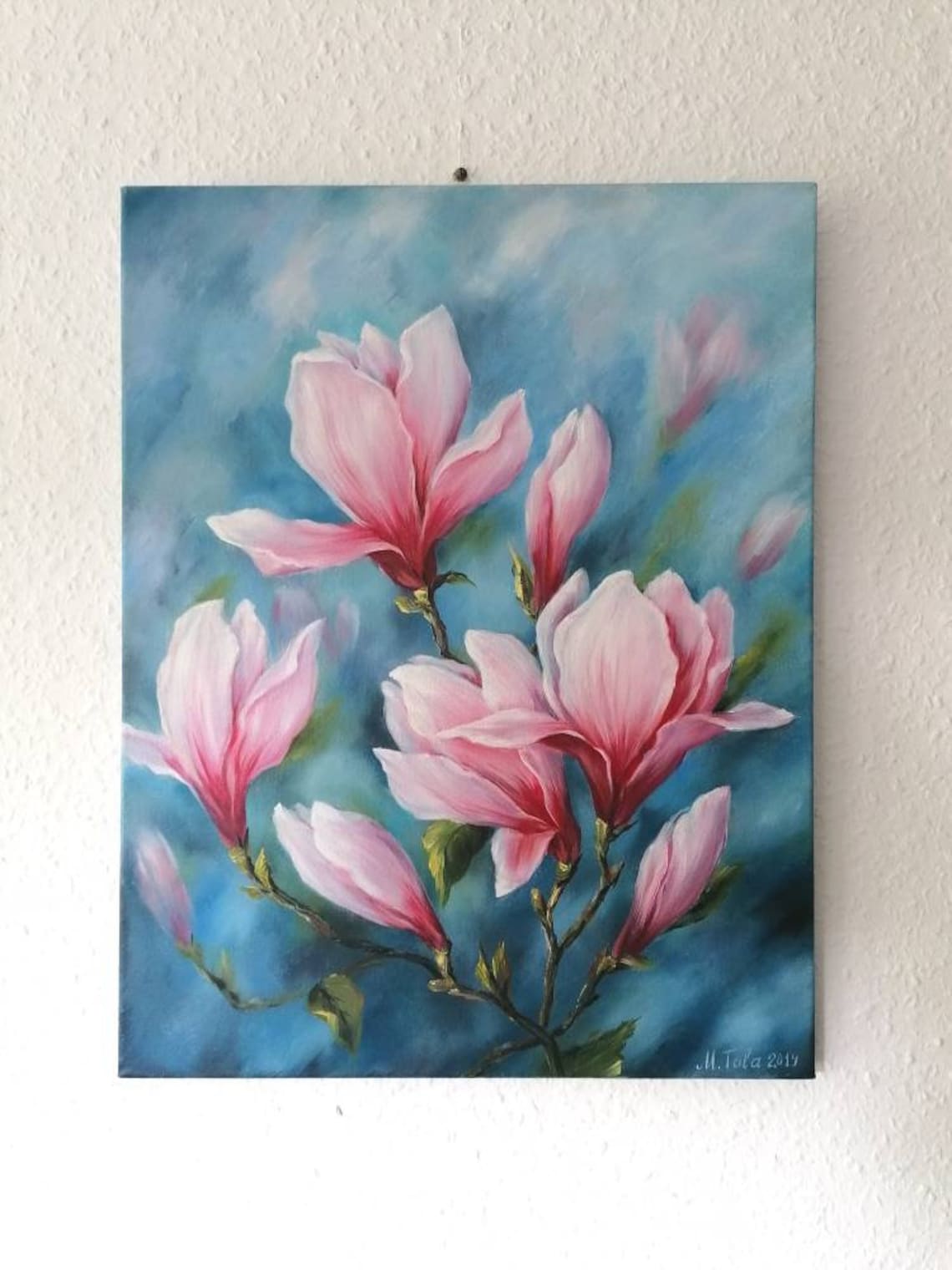 Magnolia Oil Painting on Canvas Original Blossom Painting Wall Etsy