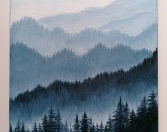 Blue Ridge Mountains schilderij landschapsschilderij Origineel olieverf op doek