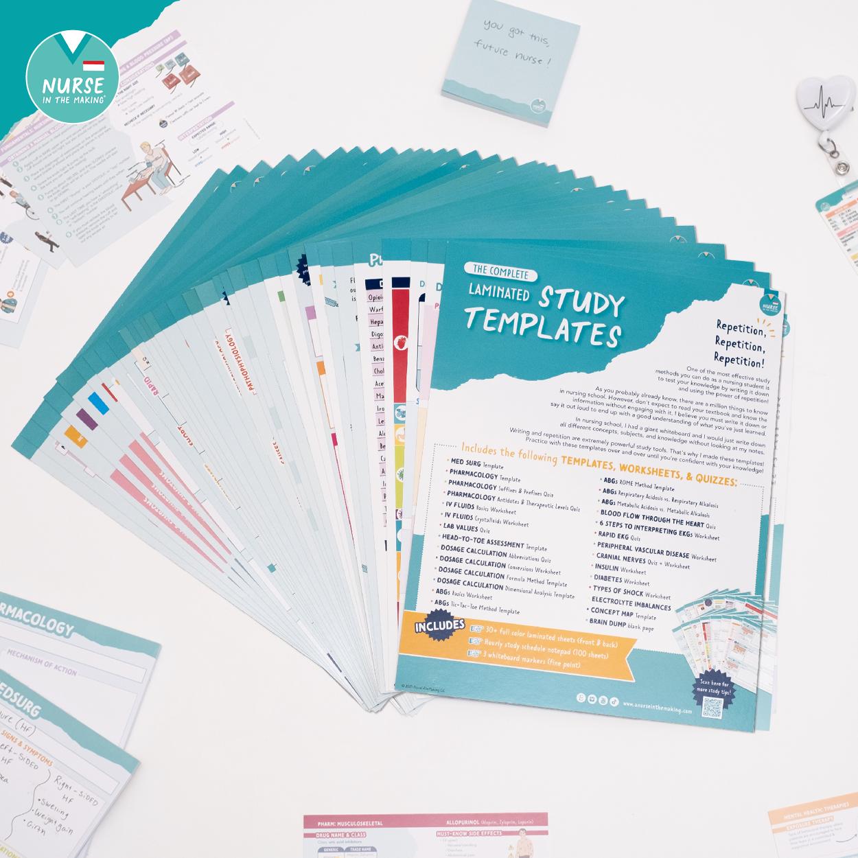 The Complete Laminated Study Templates | Nursing School