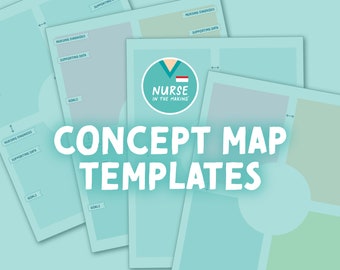 Nursing Concept Map Template | 4 pages | 2023 Edition | Nursing Notes | Digital Download Only