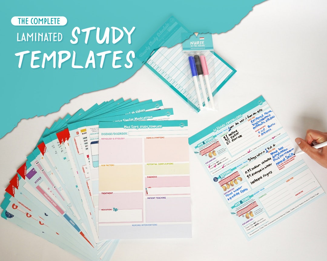 The Complete Laminated Study Templates Nursing School Etsy