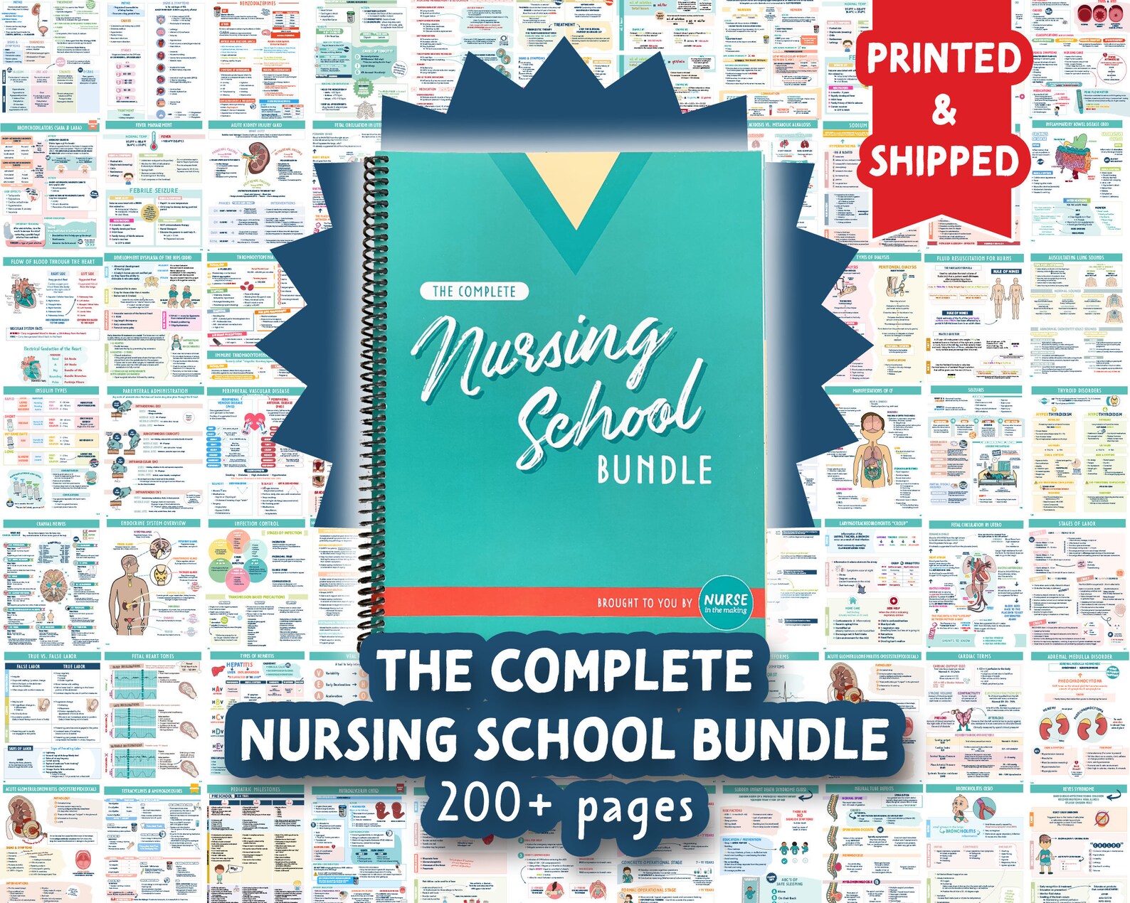 The Complete Nursing School Bundle® 200 Pages PRINTED & Etsy