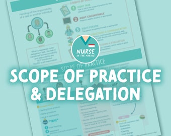 Scope of Practice & Delegation Cheat Sheet | 1 Page | 2023 Edition | Nursing Notes | Digital Download Only
