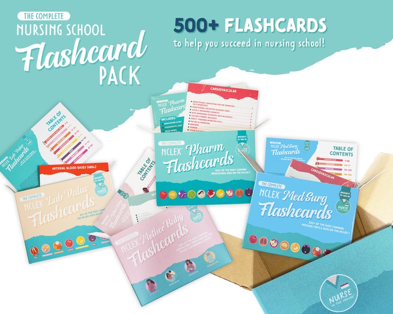 The Complete Nursing School Flashcard Pack - Etsy