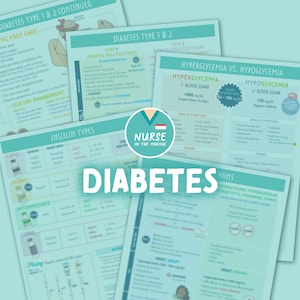 Diabetes Study Guide | 5 Pages | 2023 Edition | Nursing Notes | Digital Download Only