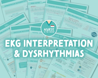 EKG Study Guide | 9 pages | Interpretation & Common Dysrhythmias | 2023 Edition | Nursing Notes | Digital Download Only