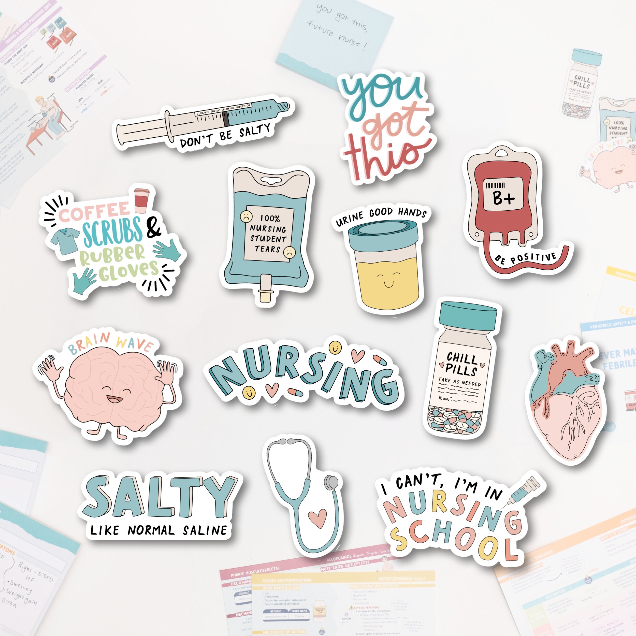 Nurse Sticker Sheet [13 Stickers] - NurseClub