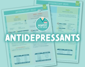 Antidepressants Quick Guide | Medications Overview | 2023 Edition | 2 Pages | Digital Download