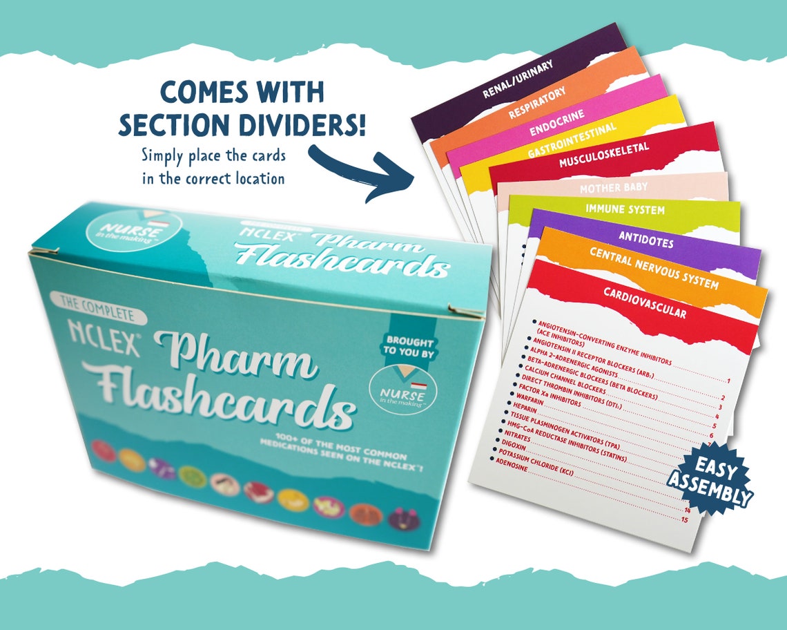 Las tarjetas completas de nclex farmacología flashcards Etsy