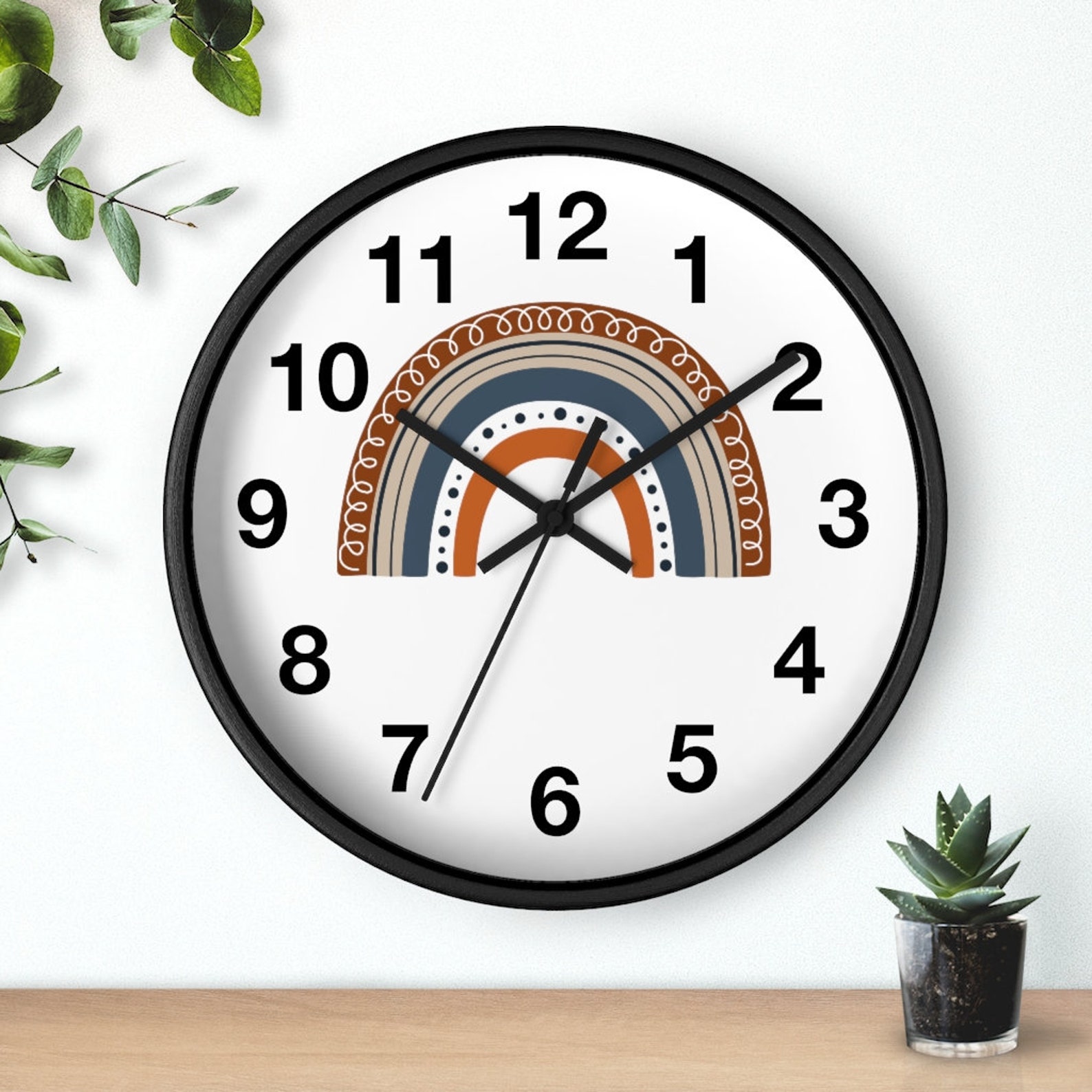 Wall Clock Rainbow Clock Children's Area Clock Nursery Etsy