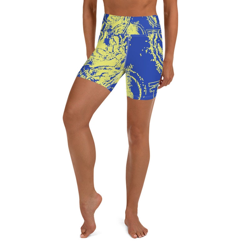 Women/'s Gymnastics Shorts Elastic Pilates A Lightweight Women/'s Patterned Design Abstract Blue And Yellow Comfortable Every Sport Yoga