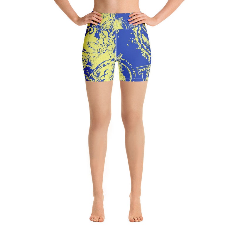 Women/'s Gymnastics Shorts Elastic Pilates A Lightweight Women/'s Patterned Design Abstract Blue And Yellow Comfortable Every Sport Yoga