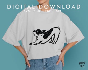 Yoga Dog SVG, Puppy Silhouette, Cut File, Cricut, Silhouette, Paper cutting, DIY Gift for Yoga Lovers, DXF laser cut, Vector