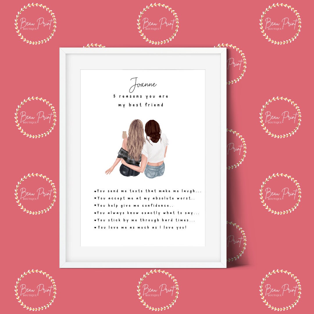 Personalised Best Friend Print Friendship Gift Reasons why | Etsy