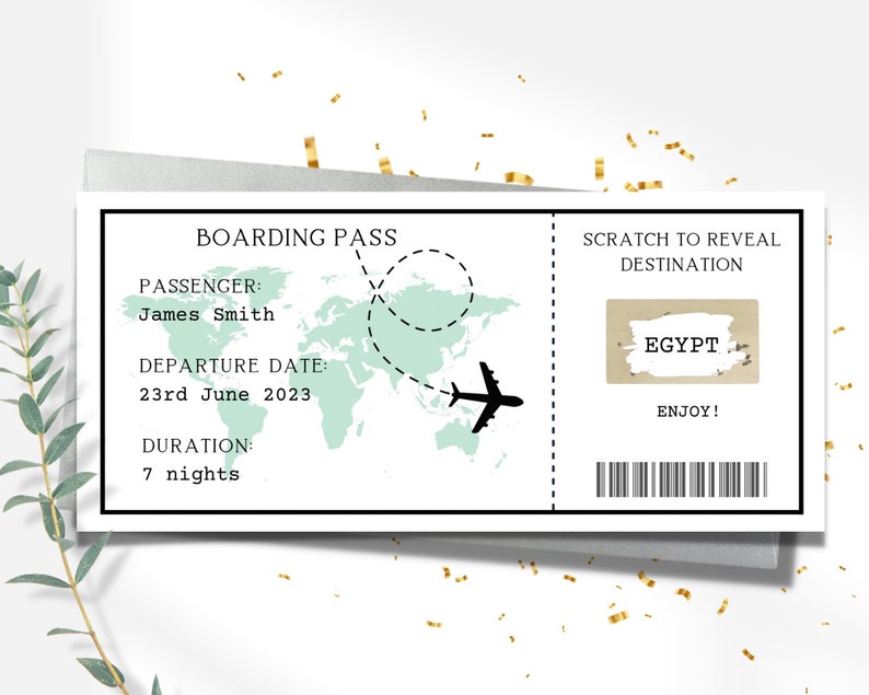 Personalised Boarding Pass Scratchcard Fake Boarding Pass Etsy