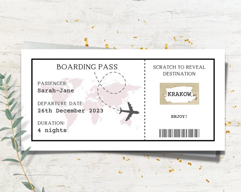 Personalised Boarding Pass Scratchcard Fake Boarding Pass Etsy