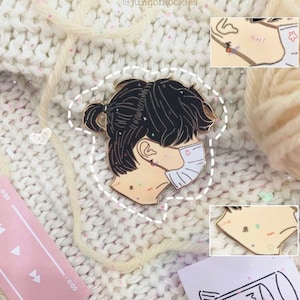instocks jungkookie manbun bts enamel pin