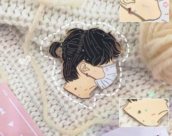 instocks jungkookie manbun bts enamel pin