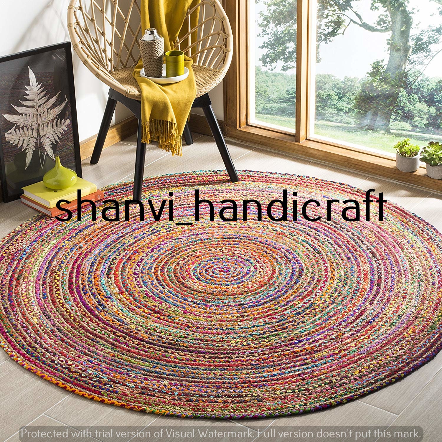 Braided Bohemian decor Indian Jute Round rug home decor rug | Etsy